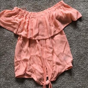 Express coral off the shoulder top